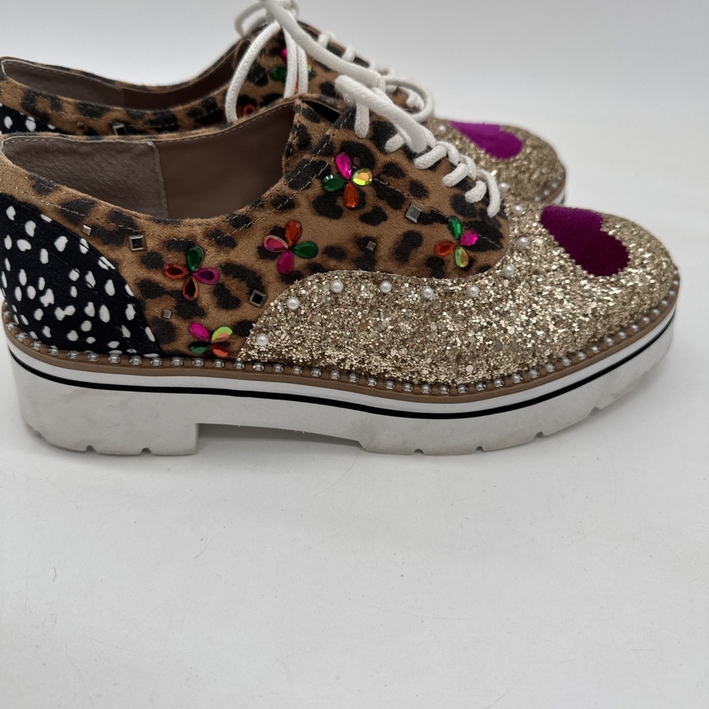 Betsy Johnson PIXXY Platform Loafers Shoes Size 6 Embellished Discontinued - Picture 4 of 12